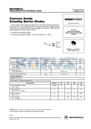 MMBD717LT1 datasheet - Common Anode Schottky Barrier Diodes