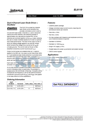 EL6119CL-T13 datasheet - Dual 4-Channel Laser Diode Driver Oscillator