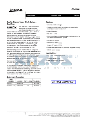 EL6119CL datasheet - Dual 4-Channel Laser Diode Driver Oscillator