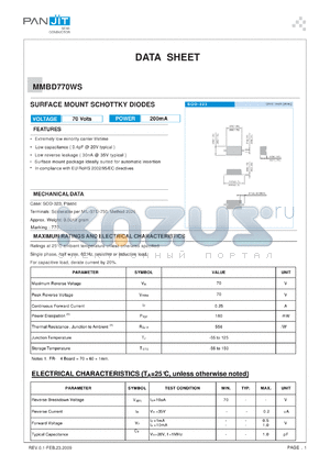 MMBD770WS datasheet - SURFACE MOUNT SCHOTTKY DIODES