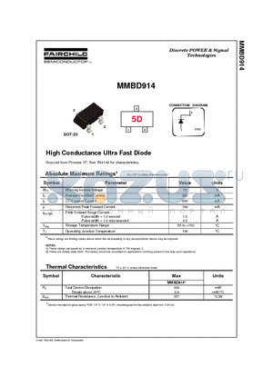 MMBD914 datasheet - High Conductance Ultra Fast Diode