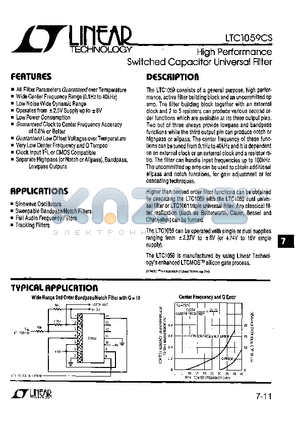 LTC1059S datasheet - High Performance Switched Capacitor Universal Filter