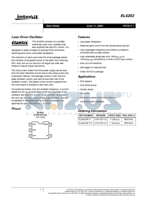 EL6202CW-T7 datasheet - Laser Driver Oscillator