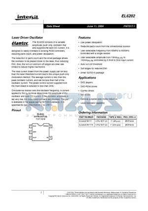 EL6202CW-T7A datasheet - Laser Driver Oscillator