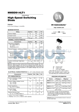MMBD914LT1 datasheet - High−Speed Switching Diode