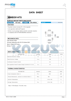 MMBD914TS datasheet - SURFACE MOUNTSWITCHINGDIODE