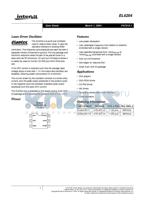 EL6204 datasheet - Laser Driver Oscillator