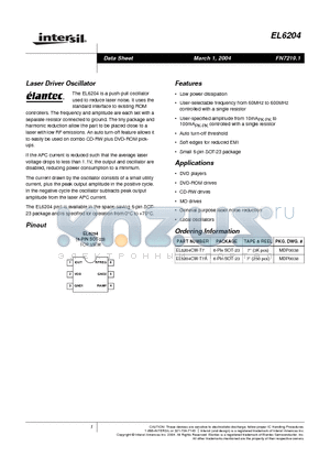 EL6204CW-T7 datasheet - Laser Driver Oscillator