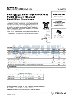 MMBF0201 datasheet - N-CHANNEL ENHANCEMENT-MODE TMOS MOSFET