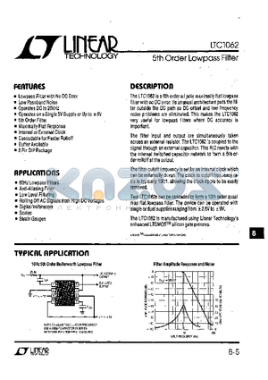 LTC1062CJ8 datasheet - 5th Order Lowpass Filter