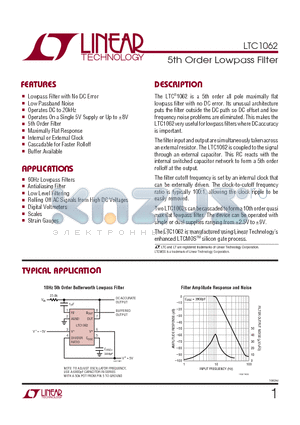 LTC1062CJ8 datasheet - 5th Order Lowpass Filter