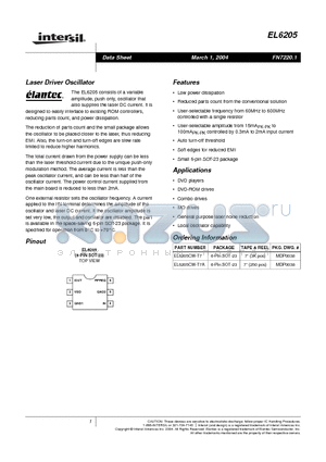 EL6205CW-T7 datasheet - Laser Driver Oscillator