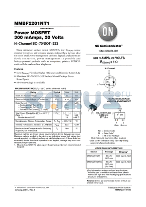 MMBF2201NT1_06 datasheet - Power MOSFET 300 mAmps, 20 Volts N-Channel SC-70/SOT-323