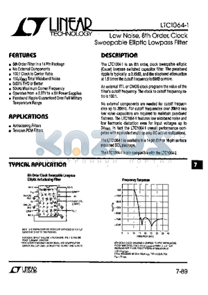 LTC1064-1C datasheet - Low Noise,8th Order Clock Sweepable Elliptic Lowpass Filter