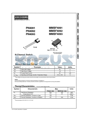 MMBF4091 datasheet - N-Channel Switch