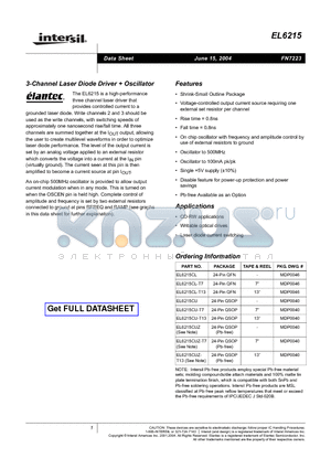 EL6215CU datasheet - 3-Channel Laser Diode Driver  Oscillator