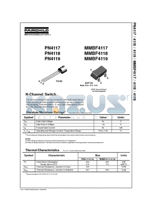 MMBF4118 datasheet - N-Channel Switch