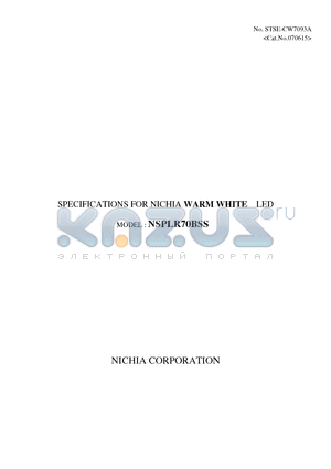 NSPLR70BSS datasheet - WARM WHITE LED