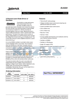 EL6224 datasheet - 3-Channel Laser Diode Driver w/ Oscillator