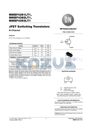 MMBF4392LT1G datasheet - JFET Switching Transistors N-Channel