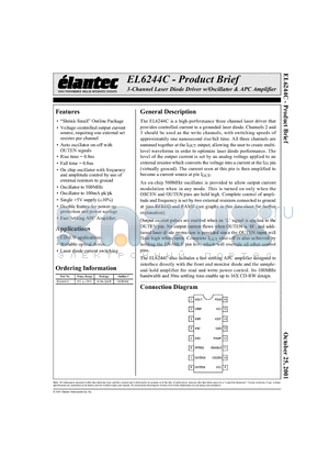 EL6244C datasheet - 3-Channel Laser Diode Driver w/Oscillator & APC Amplifier