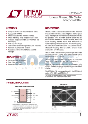 LTC1064-7CJ datasheet - Linear Phase, 8th Order Lowpass Filter