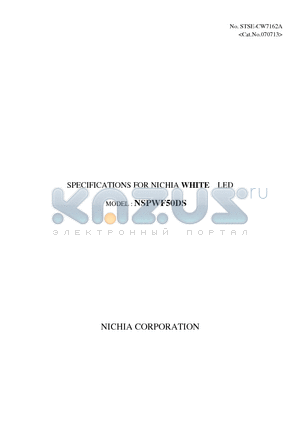 NSPWF50DS datasheet - SPECIFICATIONS FOR NICHIA WHITE LED