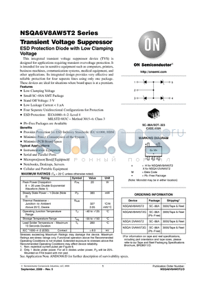 NSQA12VAW5T2G datasheet - Transient Voltage Suppressor ESD Protection Diode with Low Clamping Voltage