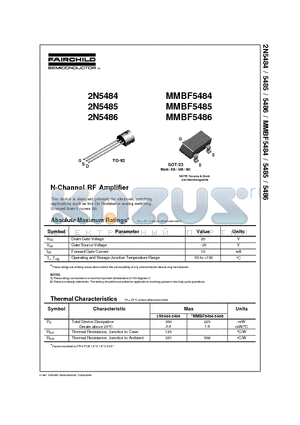 MMBF5484 datasheet - N-Channel RF Amplifier