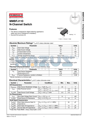 MMBFJ110 datasheet - N-Channel Switch