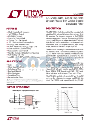 LTC1065_09 datasheet - DC Accurate, Clock-Tunable Linear Phase 5th Order Bessel Lowpass Filter