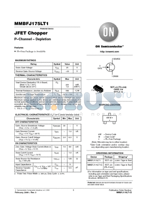 MMBFJ175LT1 datasheet - JFET Chopper P-Channel - Depletion