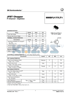 MMBFJ177LT1 datasheet - JFET Chopper