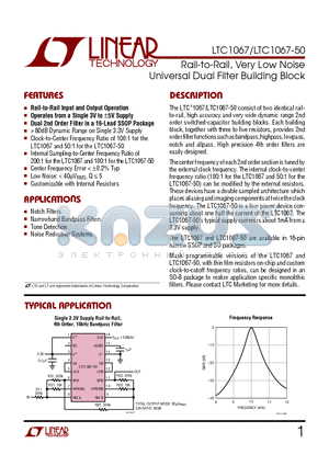 LTC1067-50 datasheet - Rail-to-Rail, Very Low Noise Universal Dual Filter Building Block