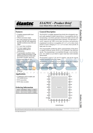 EL6291CY datasheet - Laser Diode Driver with Waveform Generator