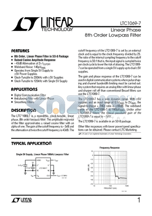 LTC1069-7IS8 datasheet - Linear Phase 8th Order Lowpass Filter