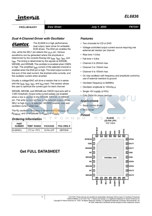 EL6836CL datasheet - Dual 4-Channel Driver with Oscillator