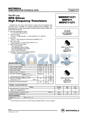 MMBR571LT1 datasheet - NPN Silicon High-Frequency Transistors