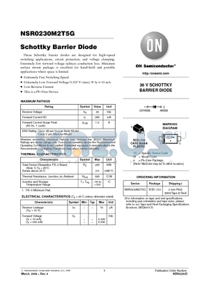 NSR0230M2T5G datasheet - Schottky Barrier Diode