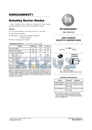 NSR0320MW2T1 datasheet - Schottky Barrier Diodes