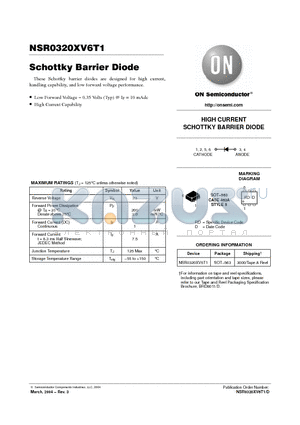 NSR0320XV6T1 datasheet - Schottky Barrier Diode