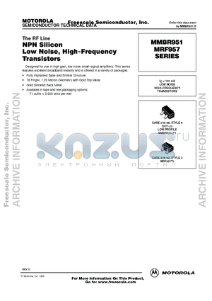 MMBR951 datasheet - NPN Silicon Low Noise, High-Frequency Transistors