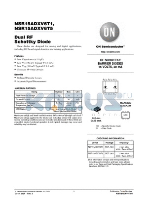 NSR0320XV6T5 datasheet - Schottky Barrier Diode