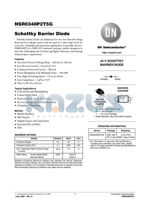 NSR0340P2T5G datasheet - Schottky Barrier Diode