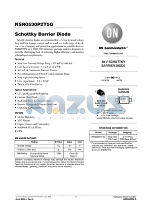 NSR0530P2T5G datasheet - Schottky Barrier Diode