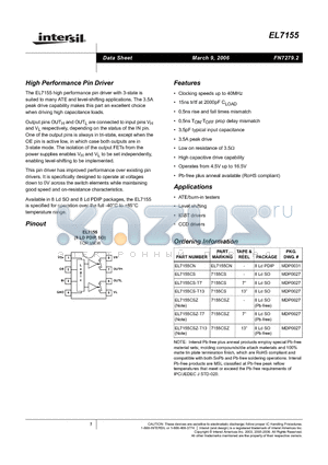 EL7155CS-T7 datasheet - High Performance Pin Driver