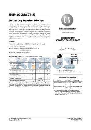 NSR1020MW2T3G datasheet - Schottky Barrier Diodes
