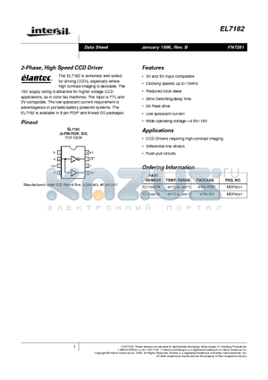 EL7182 datasheet - 2-Phase, High Speed CCD Driver