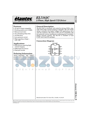 EL7182C datasheet - 2-Phase, High Speed CCD Driver