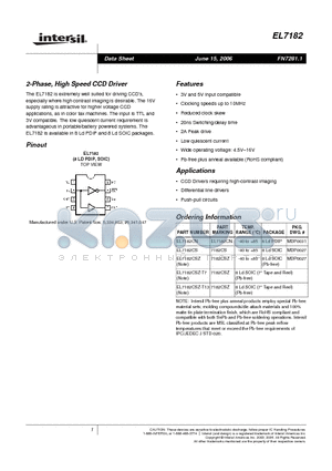 EL7182CS datasheet - 2-Phase, High Speed CCD Driver